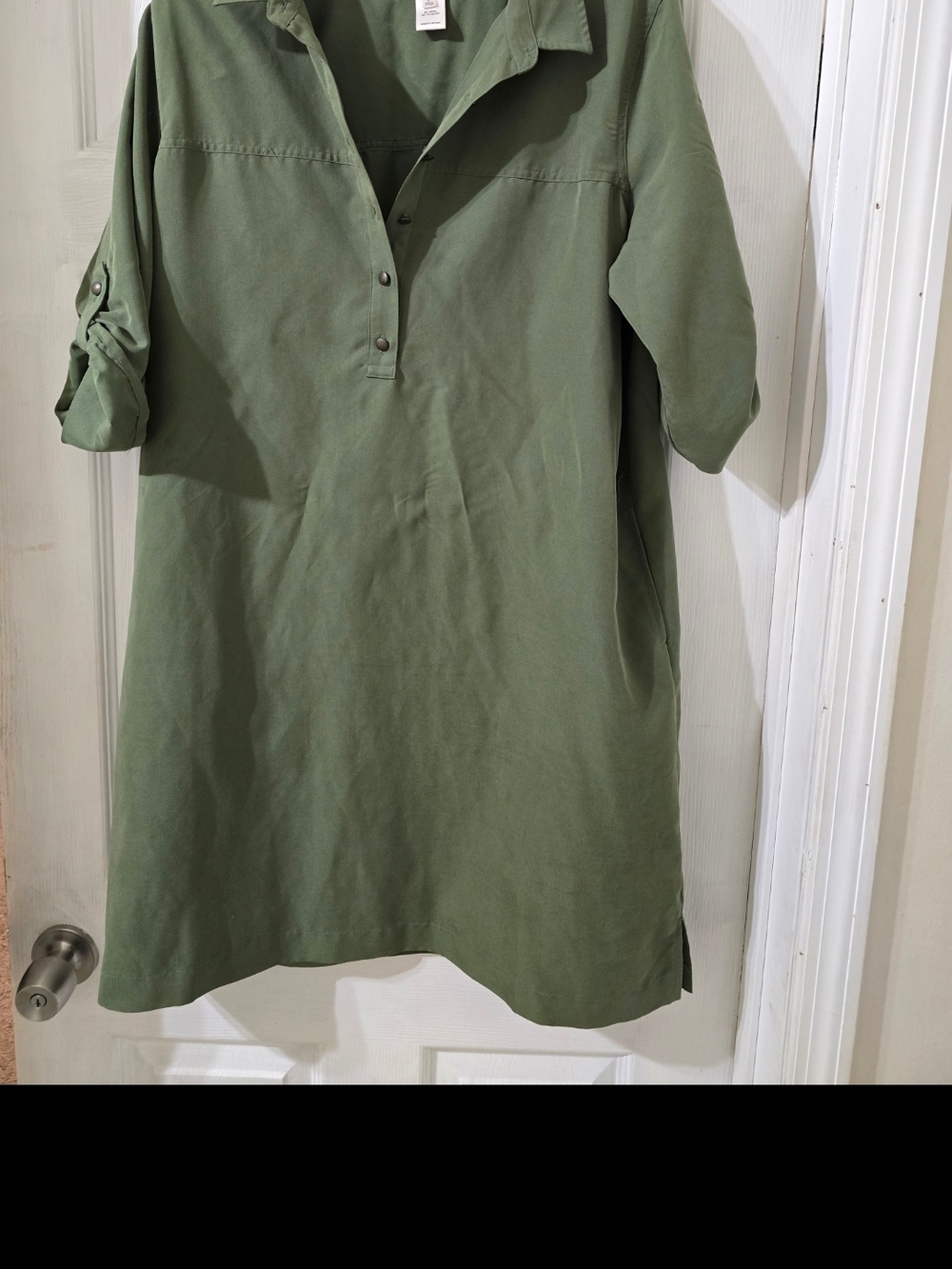 Green Button-Up Popover Tunic